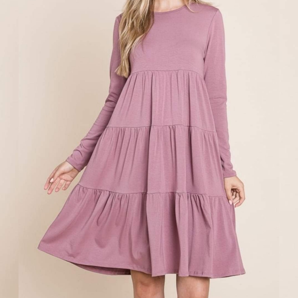 New Light Plum Tiered Dress